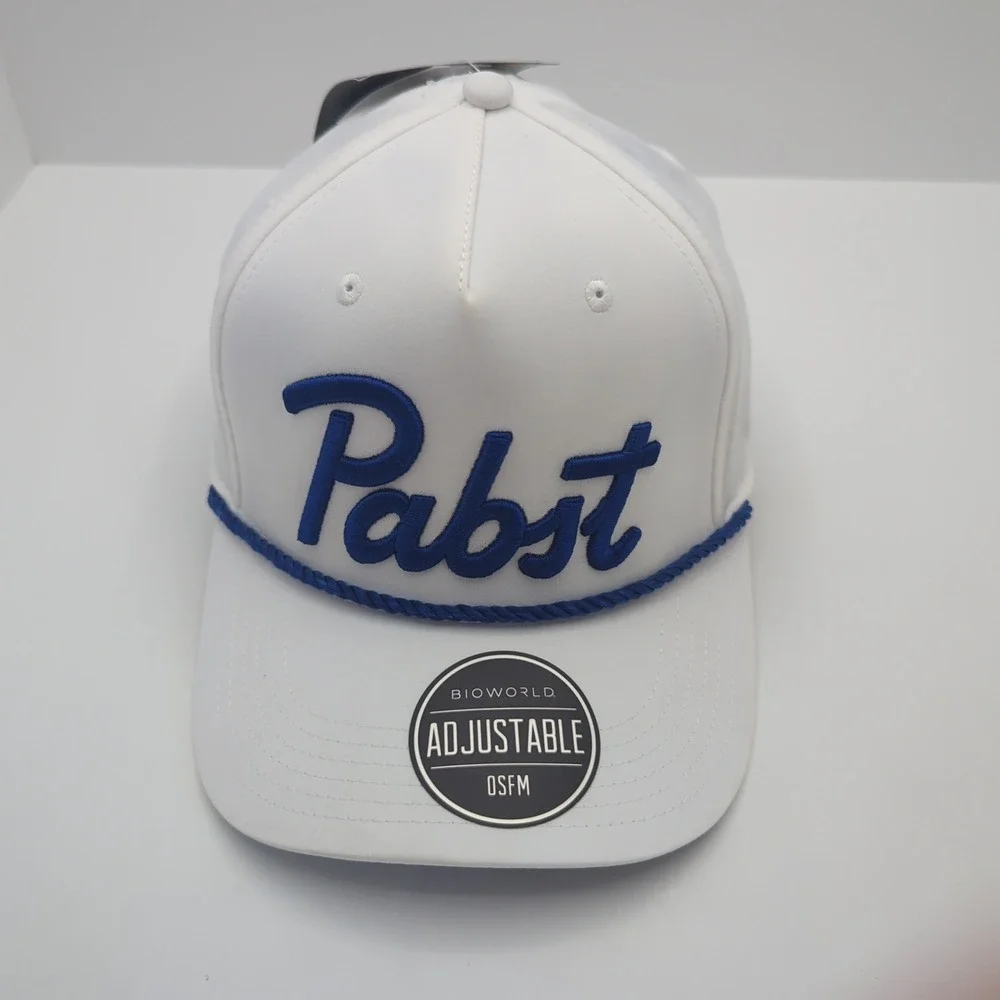 Pabst Blue Ribbon Bioworld Rope Hat White Blue Snapback Cap OSFM